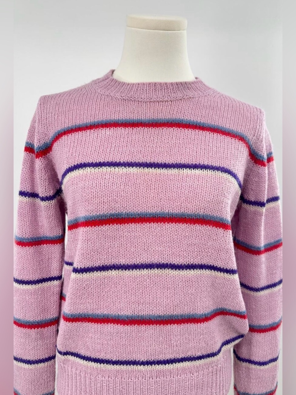Isabel Marant Giian Alpaca Wool Pink Stripe Sweater Crewneck Knit S 36